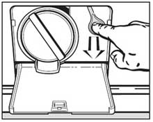 Откркрывание дверци с помощью аварийного открывания стирально-сушильной машины Miele, рисунок 1.